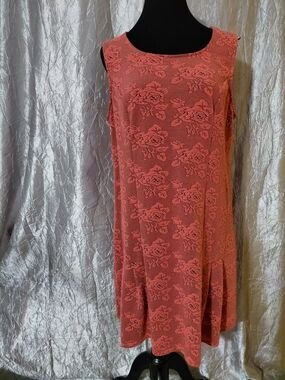 Xhilaration Coral and Black Textured Floral Dress